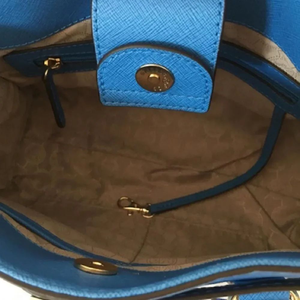 ❤️SOLD❤️MICHAEL Michael Kors Hamilton Heritage Blue PadLock Saffiano Leather Bag - Picture 3 of 10